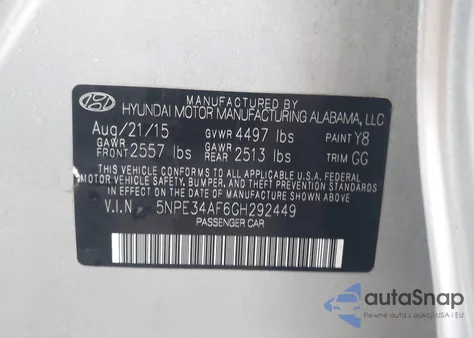 2016 Hyundai Sonata Sport from USA, damaged, VIN 5NPE34AF6GH292449
